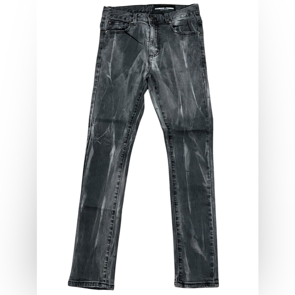 Homme+Femme distressed faded black skinny jeans pants men’s waist 26 made‎ L.A.